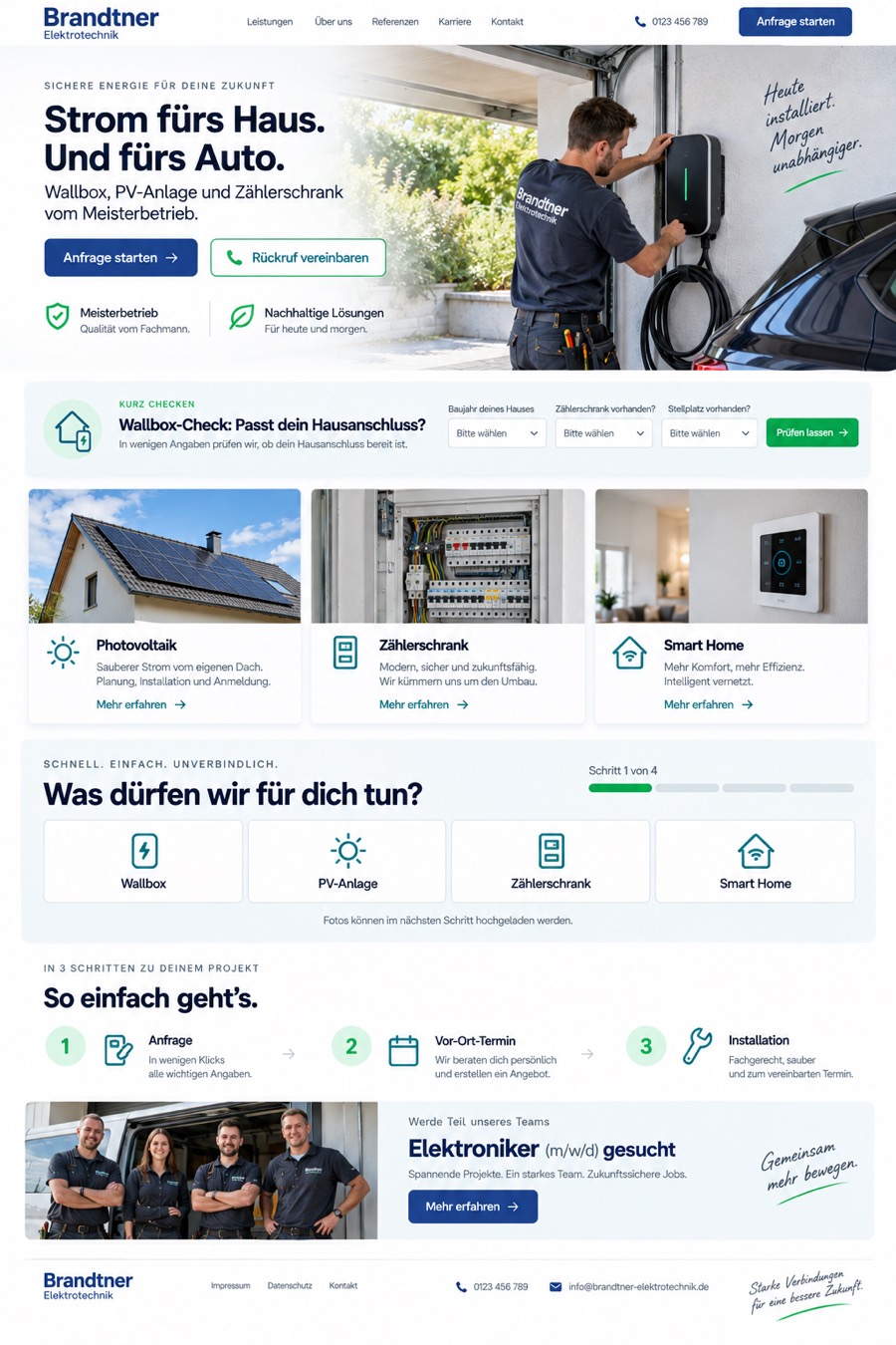 Designbeispiel: Webseite für Elektrobetrieb (fiktiver Betrieb)