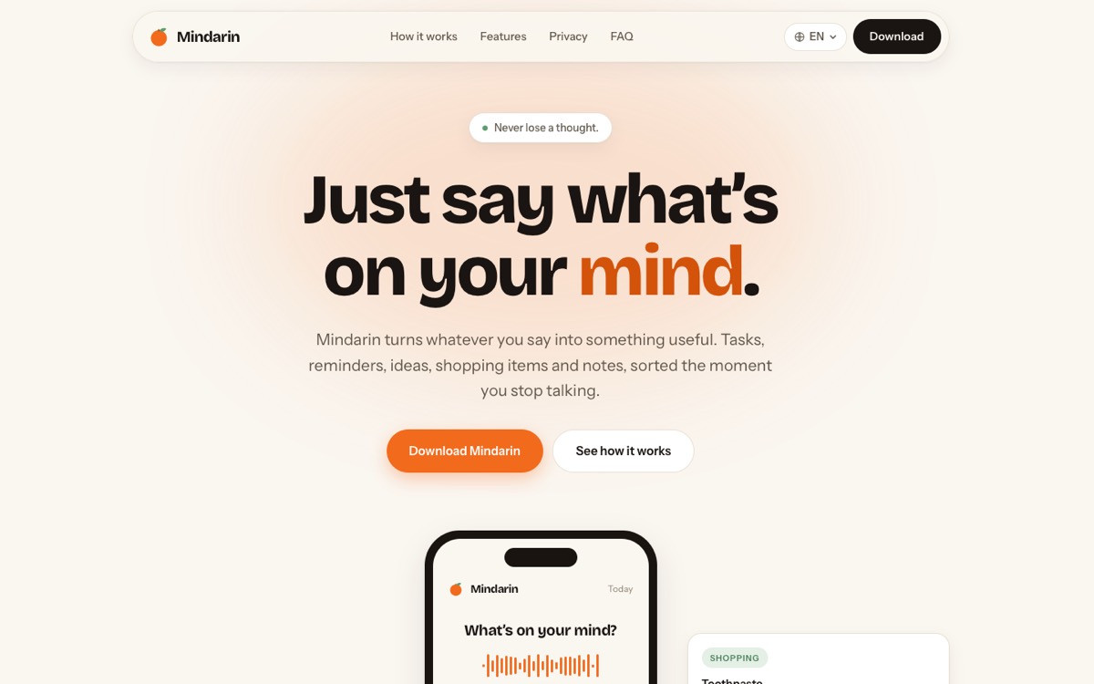 Webseite mindarin.app